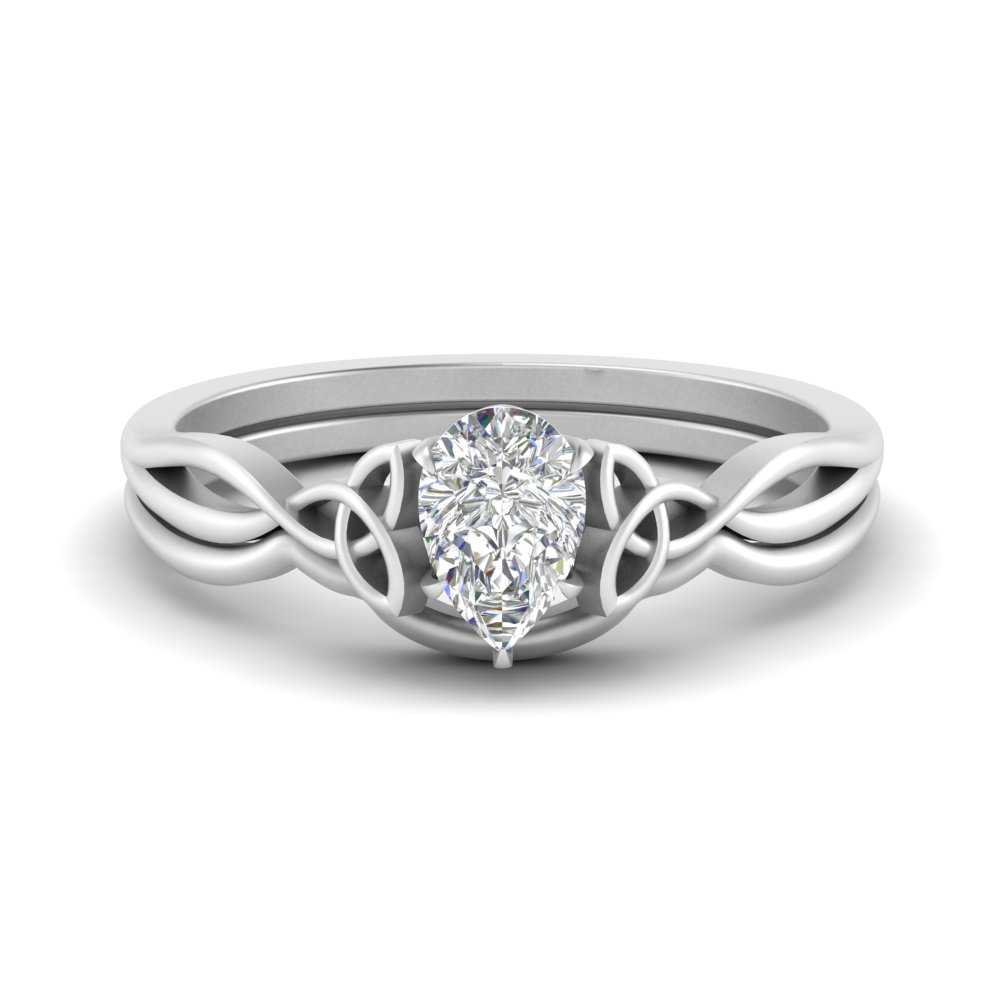 Pear Shaped Infinity Celtic Solitaire Wedding Set Fascinating Diamonds