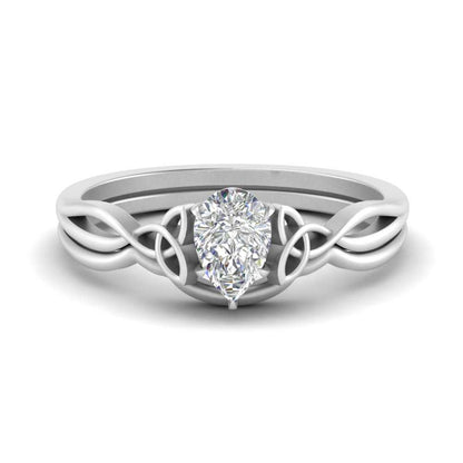 Pear Shaped Infinity Celtic Solitaire Wedding Set Fascinating Diamonds