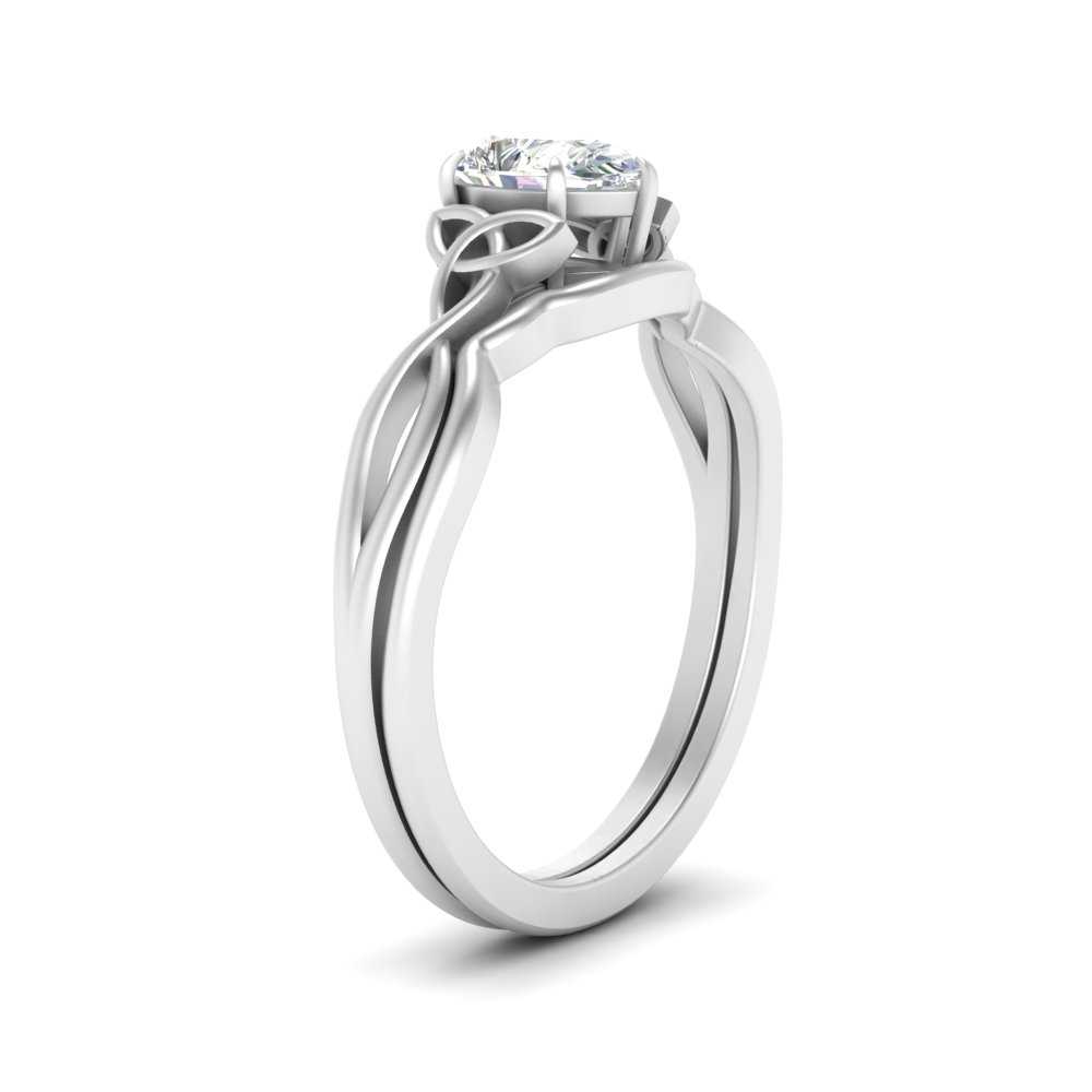 Pear Shaped Infinity Celtic Solitaire Wedding Set Fascinating Diamonds
