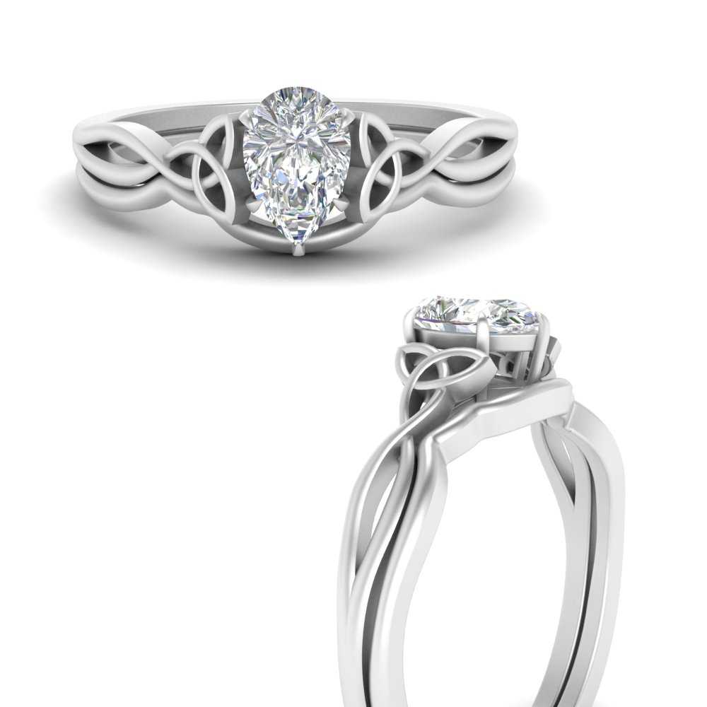 Pear Shaped Infinity Celtic Solitaire Wedding Set Fascinating Diamonds