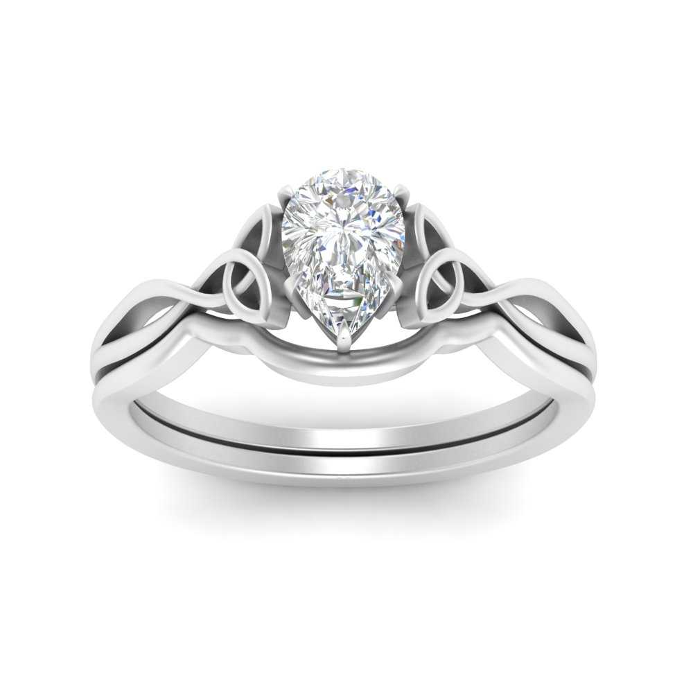 Pear Shaped Infinity Celtic Solitaire Wedding Set Fascinating Diamonds