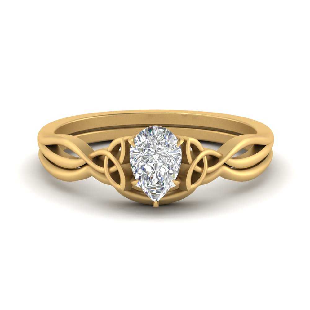 Pear Shaped Infinity Celtic Solitaire Wedding Set Fascinating Diamonds