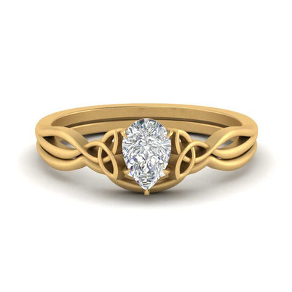 Pear Shaped Infinity Celtic Solitaire Wedding Set Fascinating Diamonds