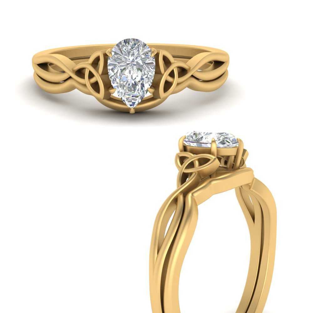 Pear Shaped Infinity Celtic Solitaire Wedding Set Fascinating Diamonds