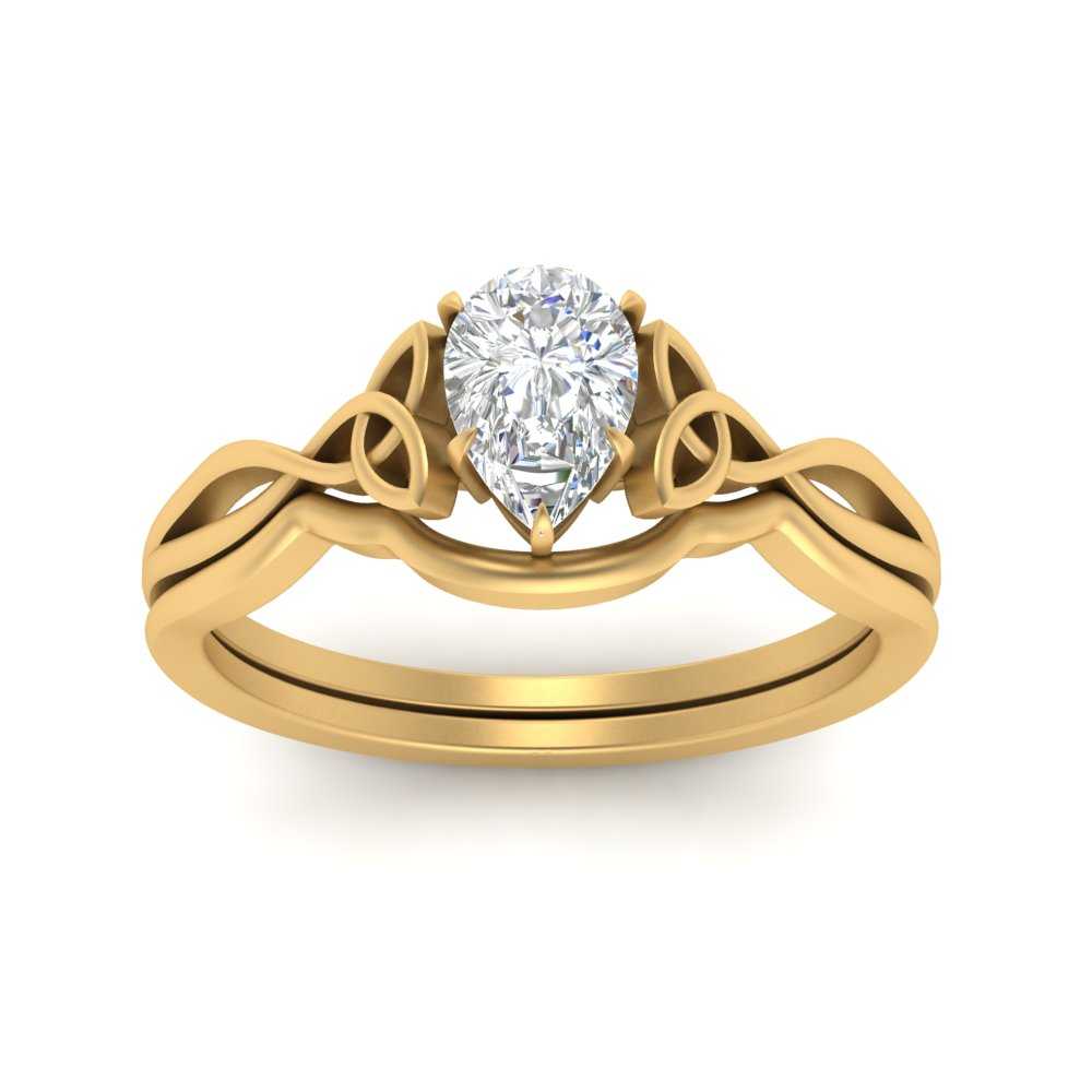 Pear Shaped Infinity Celtic Solitaire Wedding Set Fascinating Diamonds