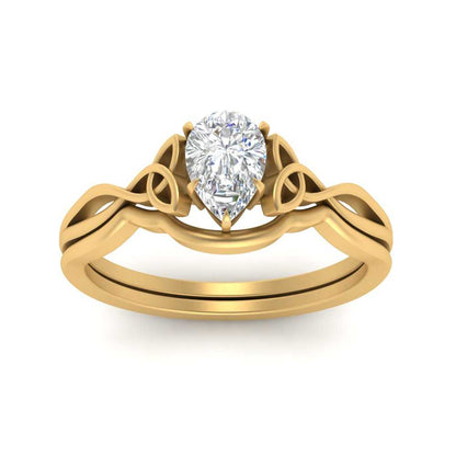 Pear Shaped Infinity Celtic Solitaire Wedding Set Fascinating Diamonds