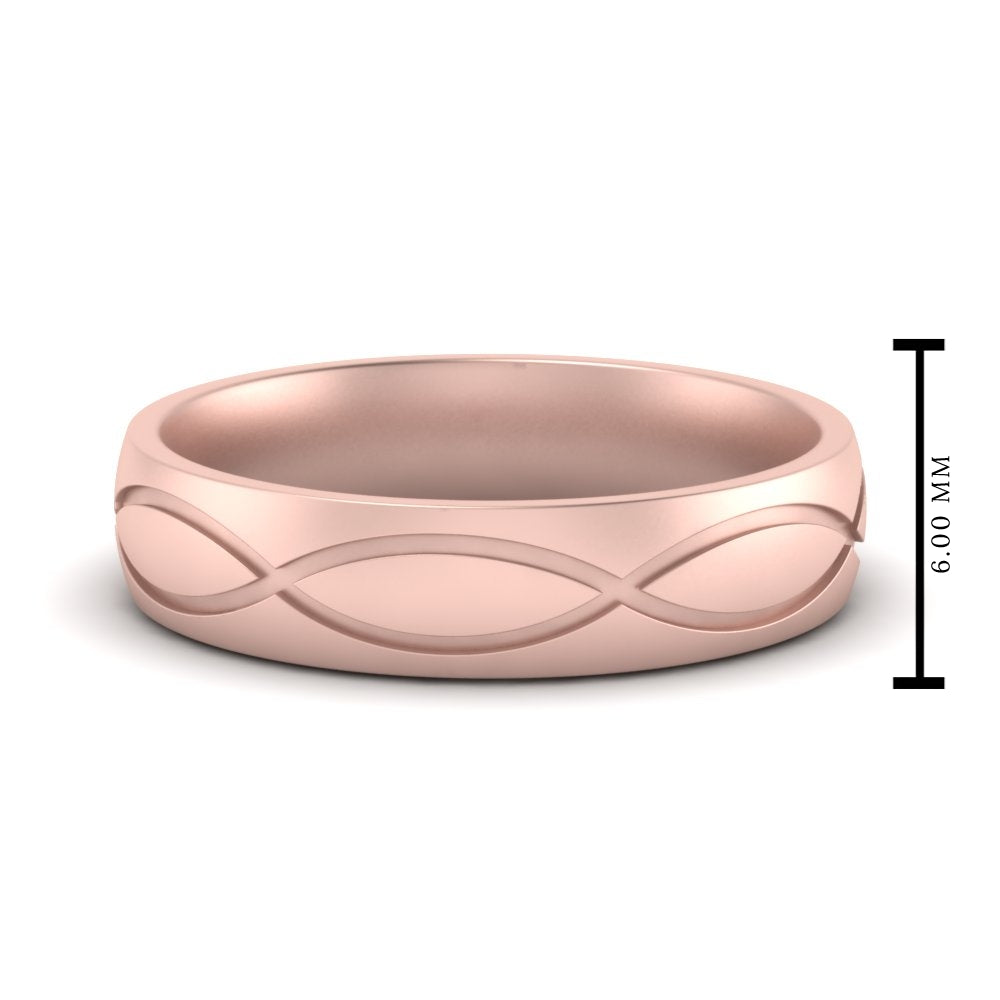 Infinity Grooved Mens Gold Ring Fascinating Diamonds