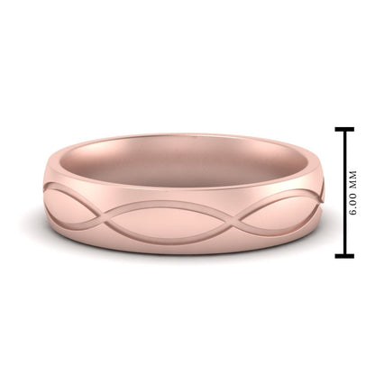 Infinity Grooved Mens Gold Ring Fascinating Diamonds