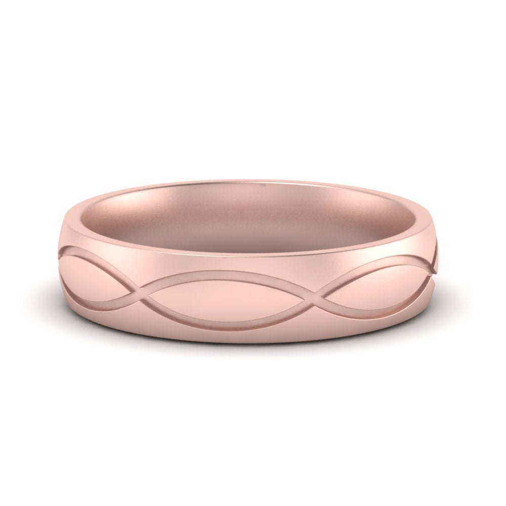 Infinity Grooved Mens Gold Ring Fascinating Diamonds
