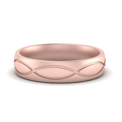 Infinity Grooved Mens Gold Ring Fascinating Diamonds