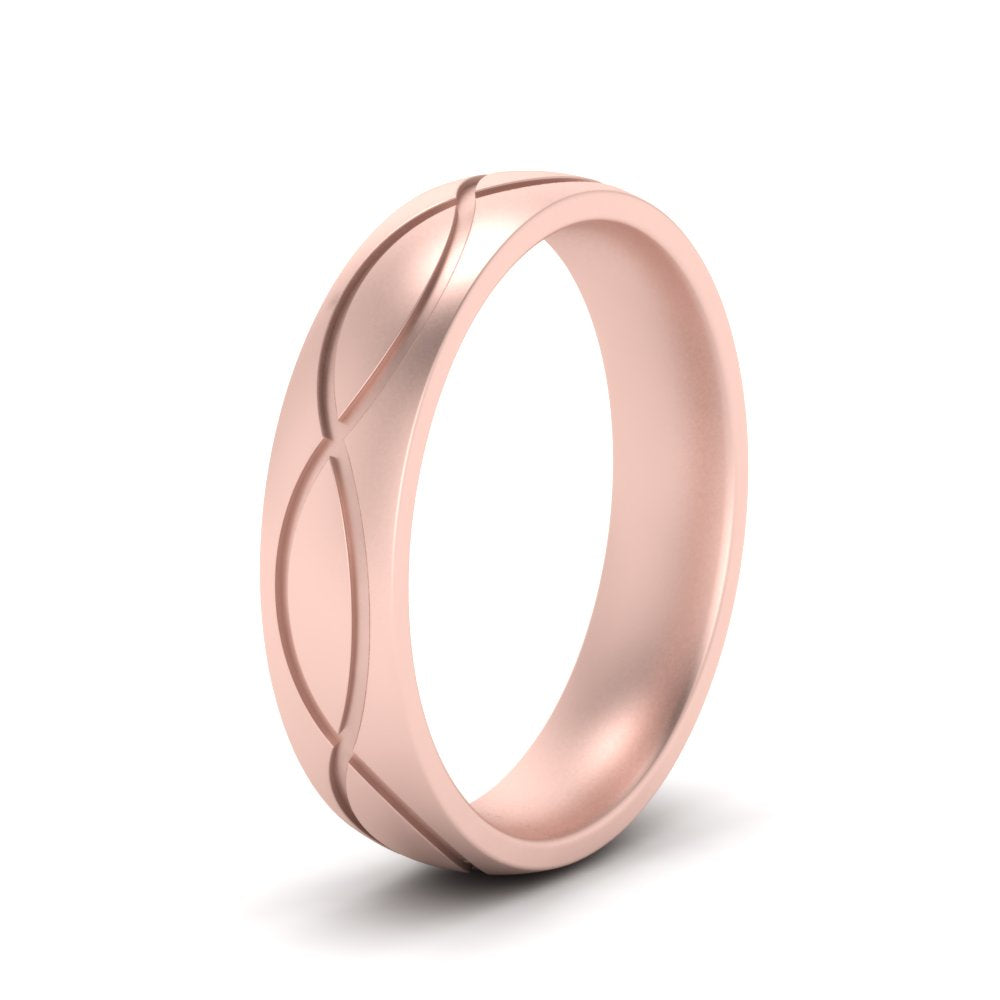Infinity Grooved Mens Gold Ring Fascinating Diamonds