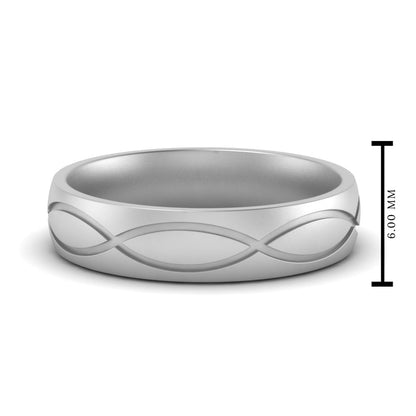 Infinity Grooved Mens Gold Ring Fascinating Diamonds