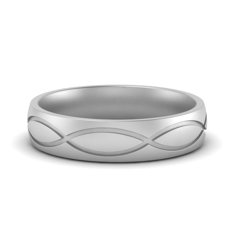 Infinity Grooved Mens Gold Ring Fascinating Diamonds
