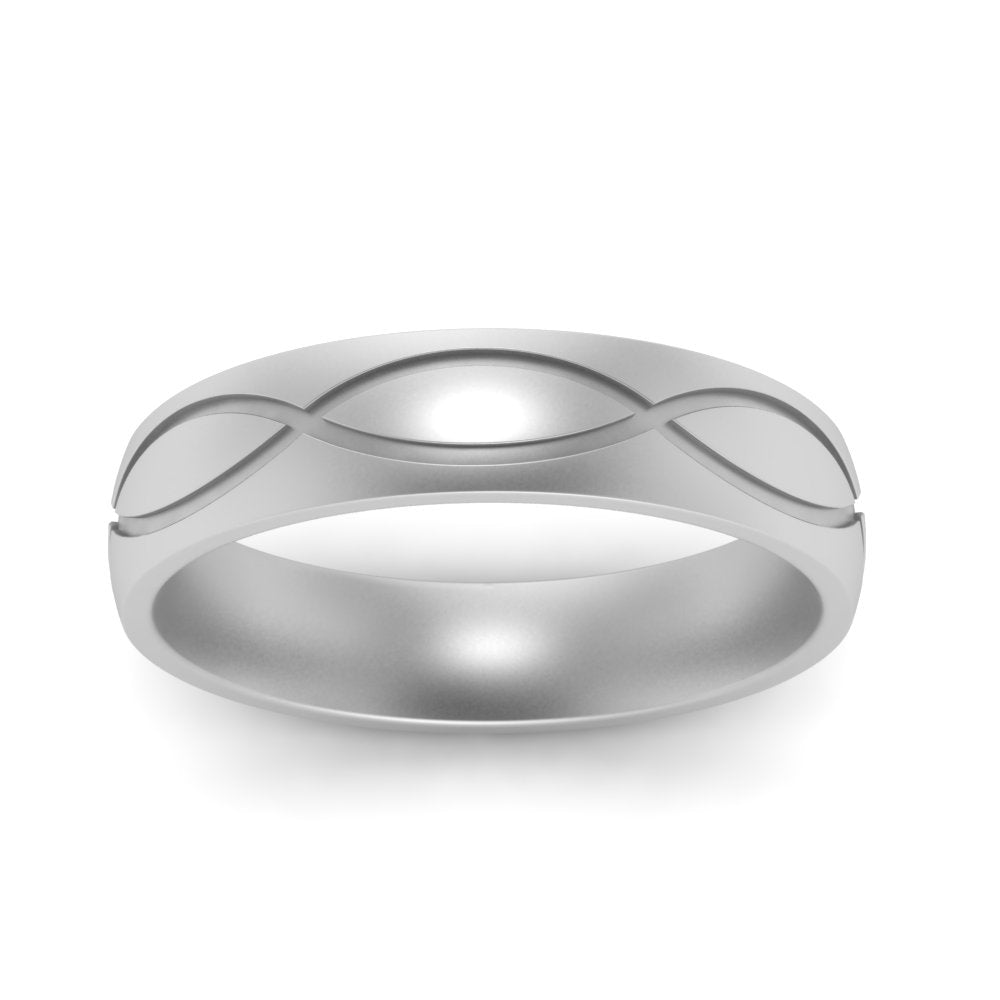 Infinity Grooved Mens Gold Ring Fascinating Diamonds