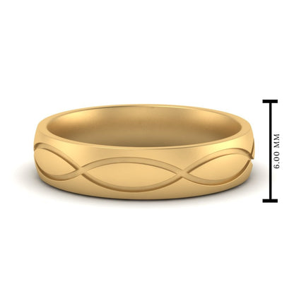 Infinity Grooved Mens Gold Ring Fascinating Diamonds