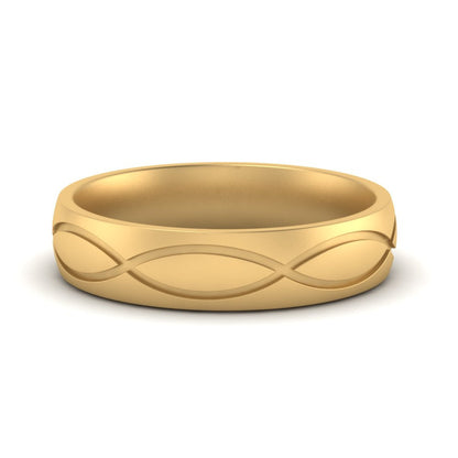 Infinity Grooved Mens Gold Ring Fascinating Diamonds