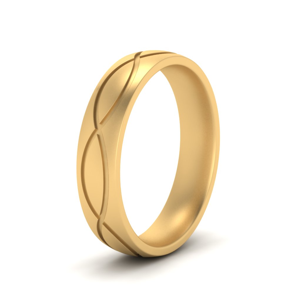 Infinity Grooved Mens Gold Ring Fascinating Diamonds