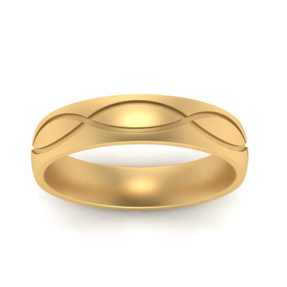 Infinity Grooved Mens Gold Ring Fascinating Diamonds