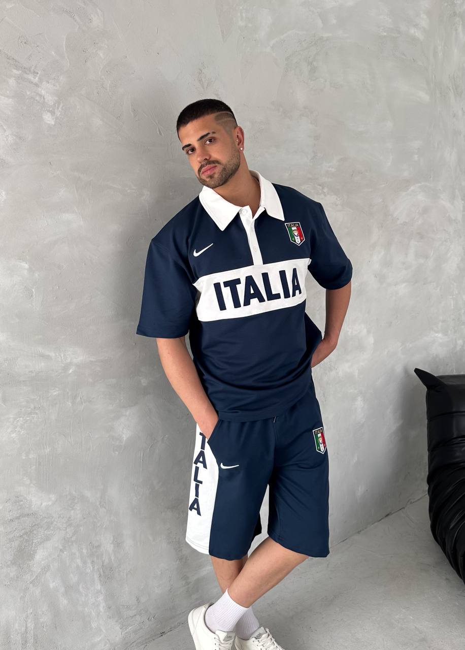 Italia Inspired Men's Polo & Shorts Set – Athletic Heritage with Bold National Style Withinblack