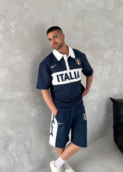 Italia Inspired Men's Polo & Shorts Set – Athletic Heritage with Bold National Style Withinblack