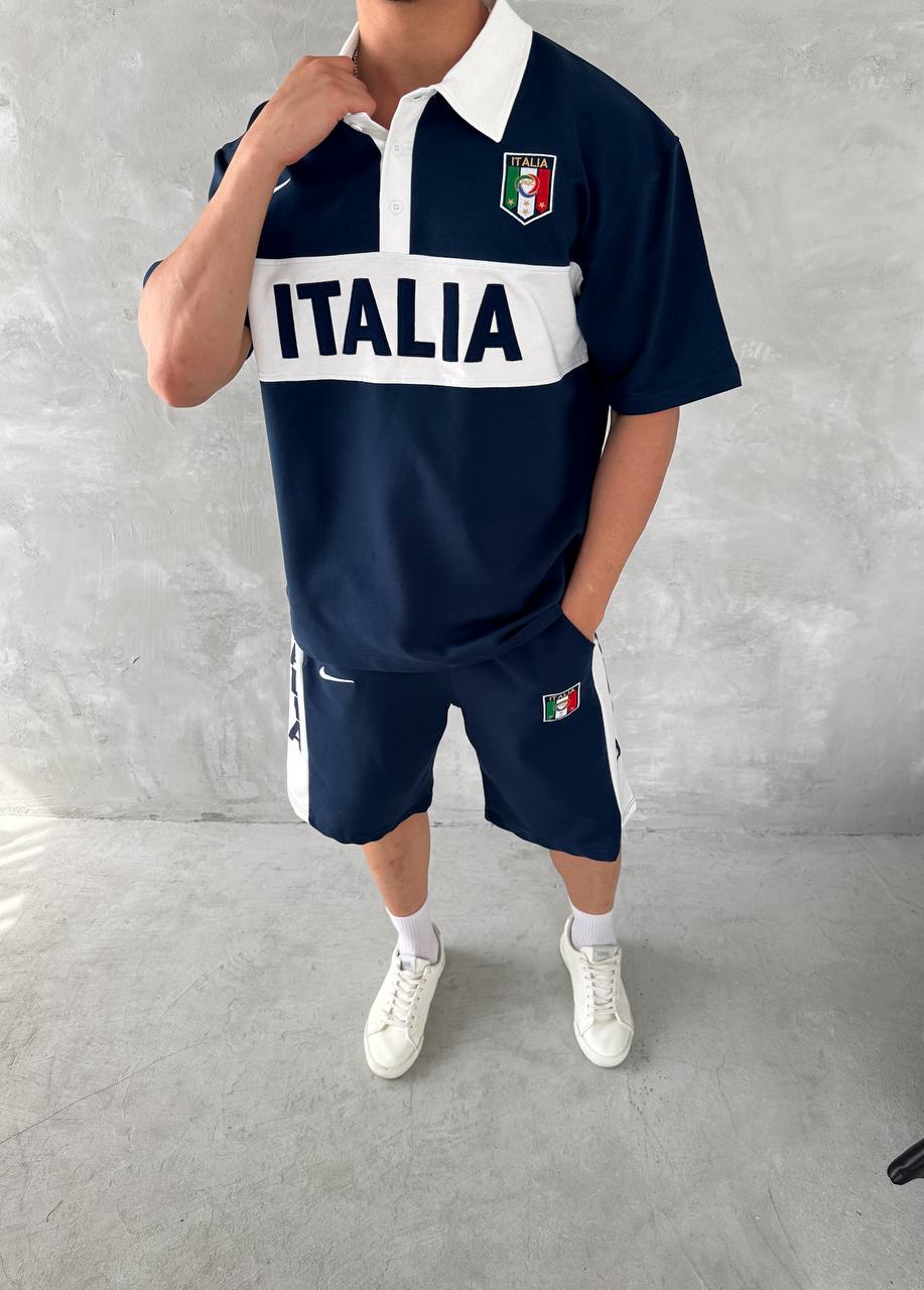 Italia Inspired Men's Polo & Shorts Set – Athletic Heritage with Bold National Style Withinblack
