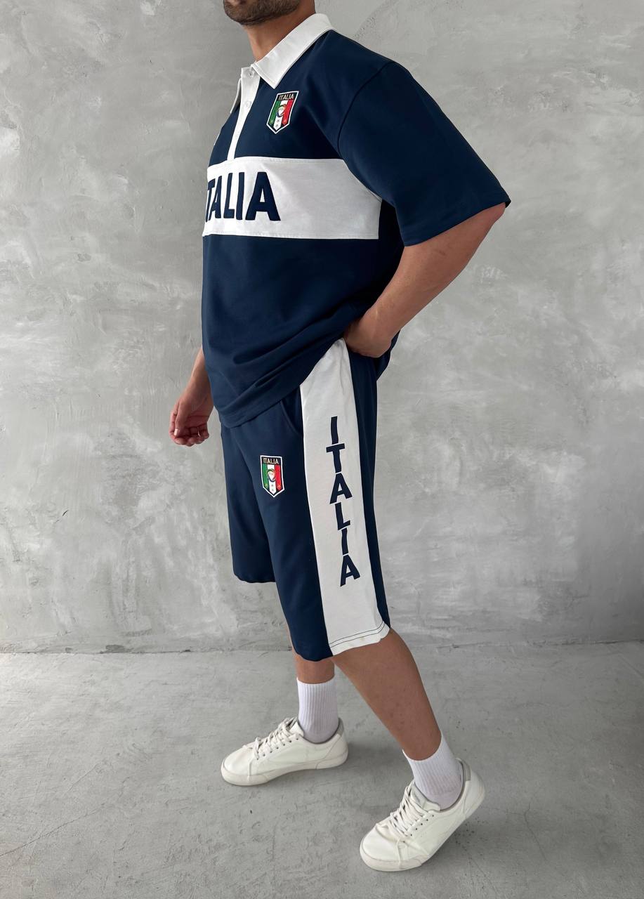 Italia Inspired Men's Polo & Shorts Set – Athletic Heritage with Bold National Style Withinblack