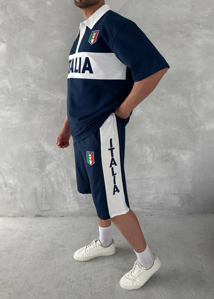 Italia Inspired Men's Polo & Shorts Set – Athletic Heritage with Bold National Style Withinblack