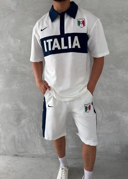Italia Inspired Men's Polo & Shorts Set – Athletic Heritage with Bold National Style Withinblack