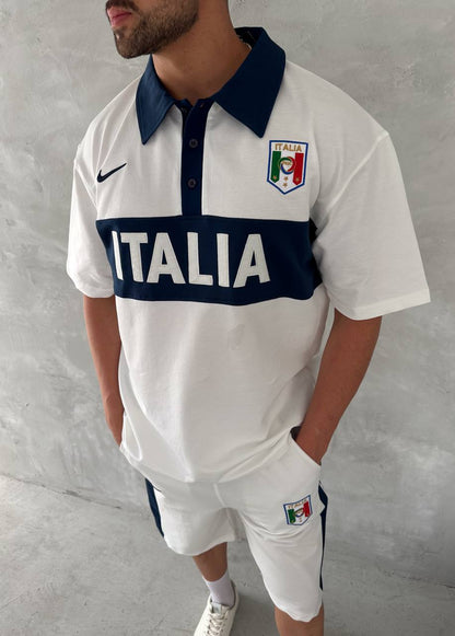Italia Inspired Men's Polo & Shorts Set – Athletic Heritage with Bold National Style Withinblack