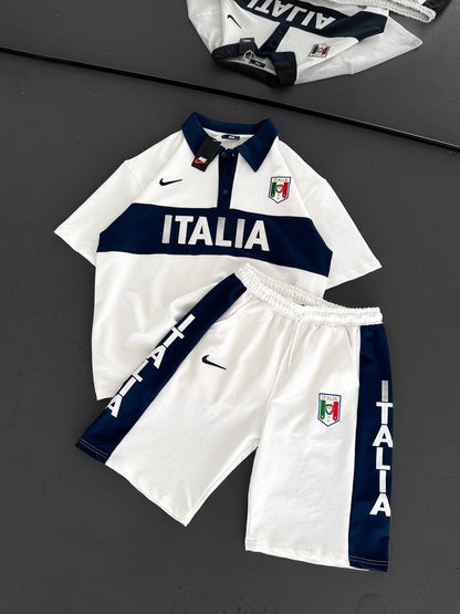 Italia Inspired Men's Polo & Shorts Set – Athletic Heritage with Bold National Style Withinblack