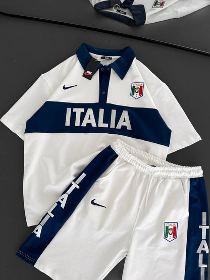 Italia Inspired Men's Polo & Shorts Set – Athletic Heritage with Bold National Style Withinblack