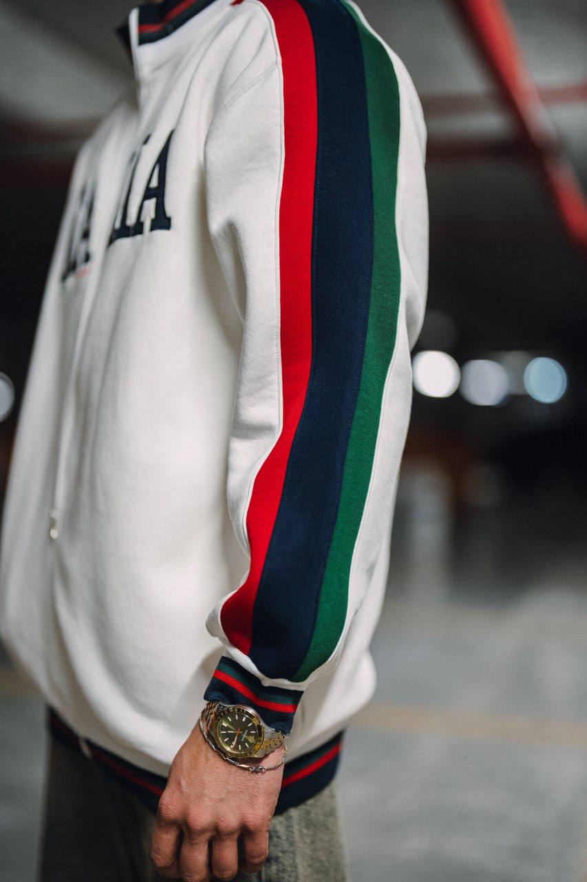 Italia Full-Zip Track Jacket - White with Red and Navy Accents Withinblack