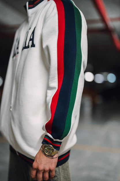 Italia Full-Zip Track Jacket - White with Red and Navy Accents Withinblack