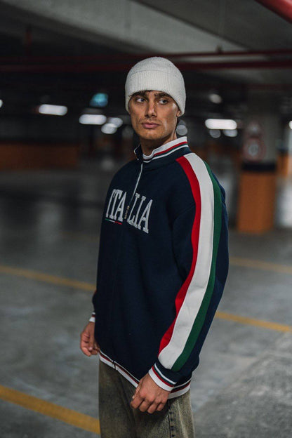 Italia Full-Zip Track Jacket - White with Red and Navy Accents Withinblack