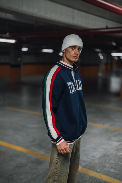 Italia Full-Zip Track Jacket - White with Red and Navy Accents Withinblack