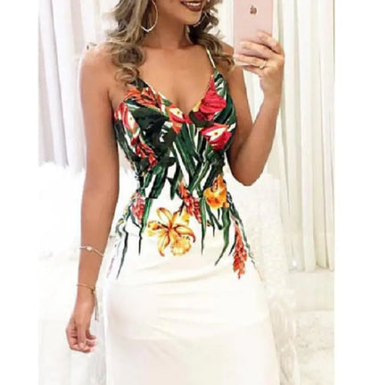Floral V-Neck Maxi Dress with Spaghetti Straps