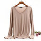 Plus Size Korean V-neck Long Sleeve Casual Top
