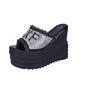 Wedge Heel Platform Sandals and Rhinestone Slippers