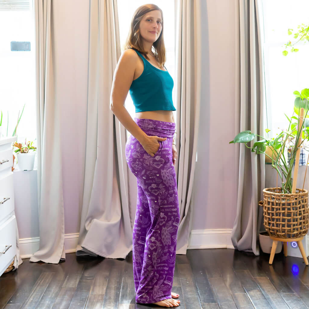 "Austen-tatious" Jane Austen Tattoos Foldover Straight Leg Lounge Pants with Pockets Princess Awesome & Boy Wonder