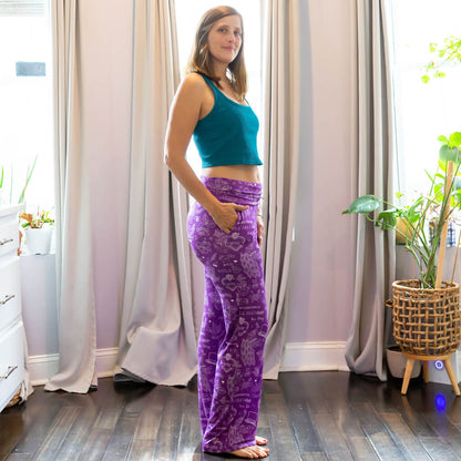 "Austen-tatious" Jane Austen Tattoos Foldover Straight Leg Lounge Pants with Pockets Princess Awesome & Boy Wonder
