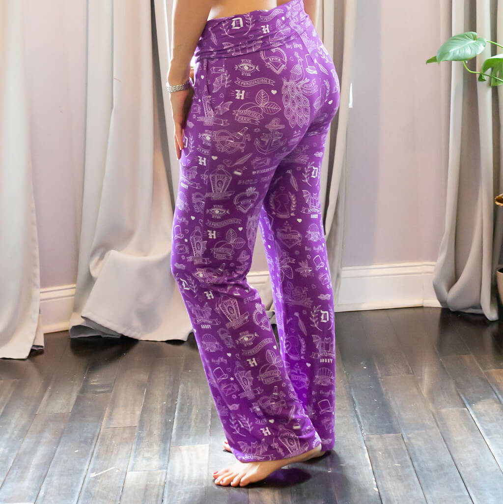 "Austen-tatious" Jane Austen Tattoos Foldover Straight Leg Lounge Pants with Pockets Princess Awesome & Boy Wonder