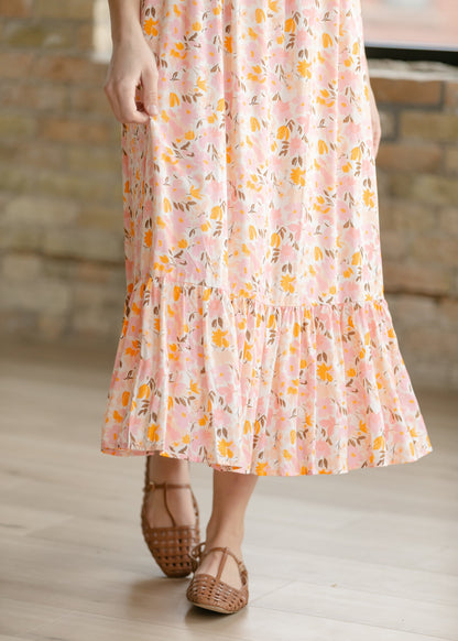Jaydrien Floral Flutter Sleeve Midi Dress - FINAL SALE