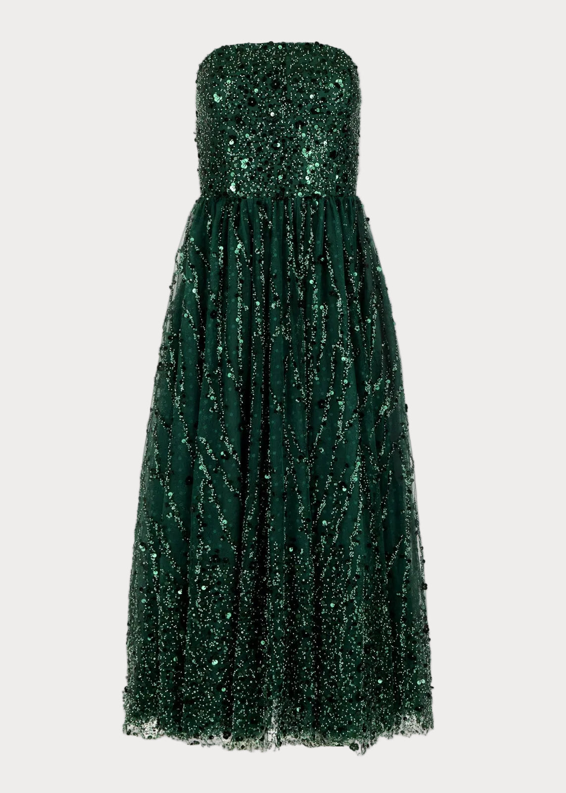 Elphie Strapless Sequin Corset Midi Dress - Green JessaKae