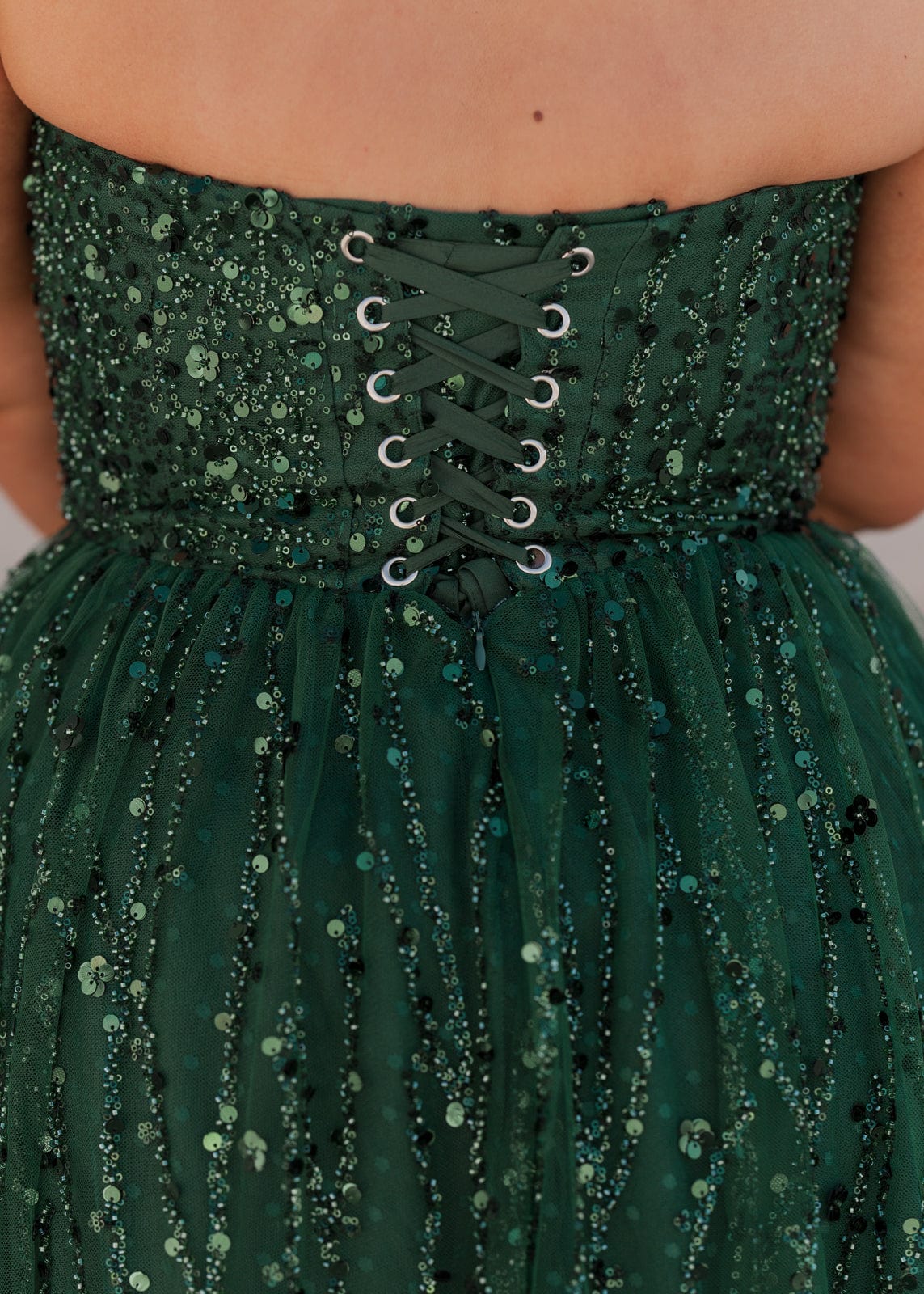 Elphie Strapless Sequin Corset Midi Dress - Green JessaKae