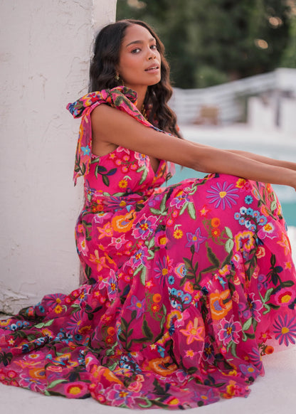 Hibiscus Sleeveless Empire Waist Midi Dress JessaKae