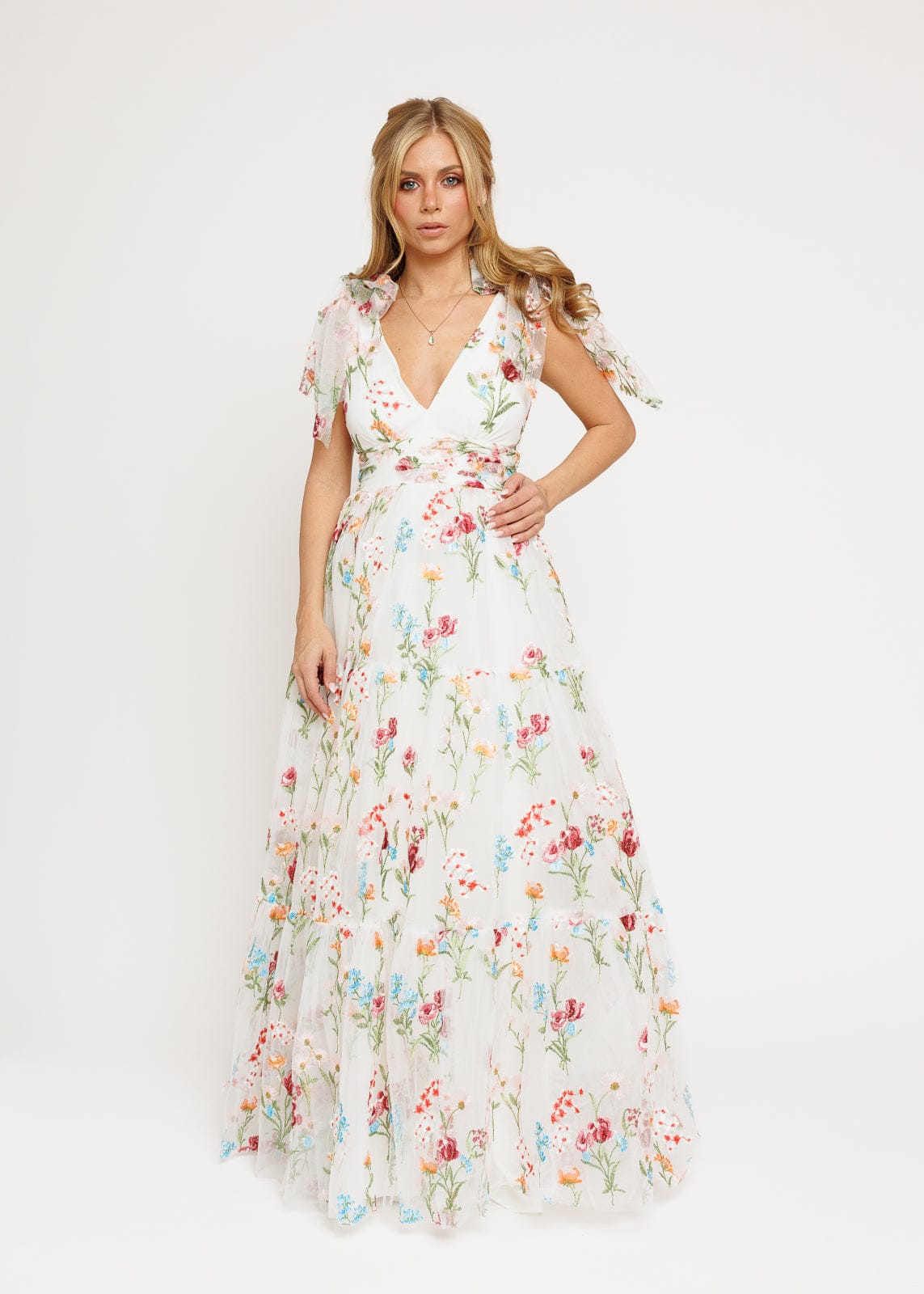 Margaret Floral Embroidered Maxi Wedding Dress JessaKae