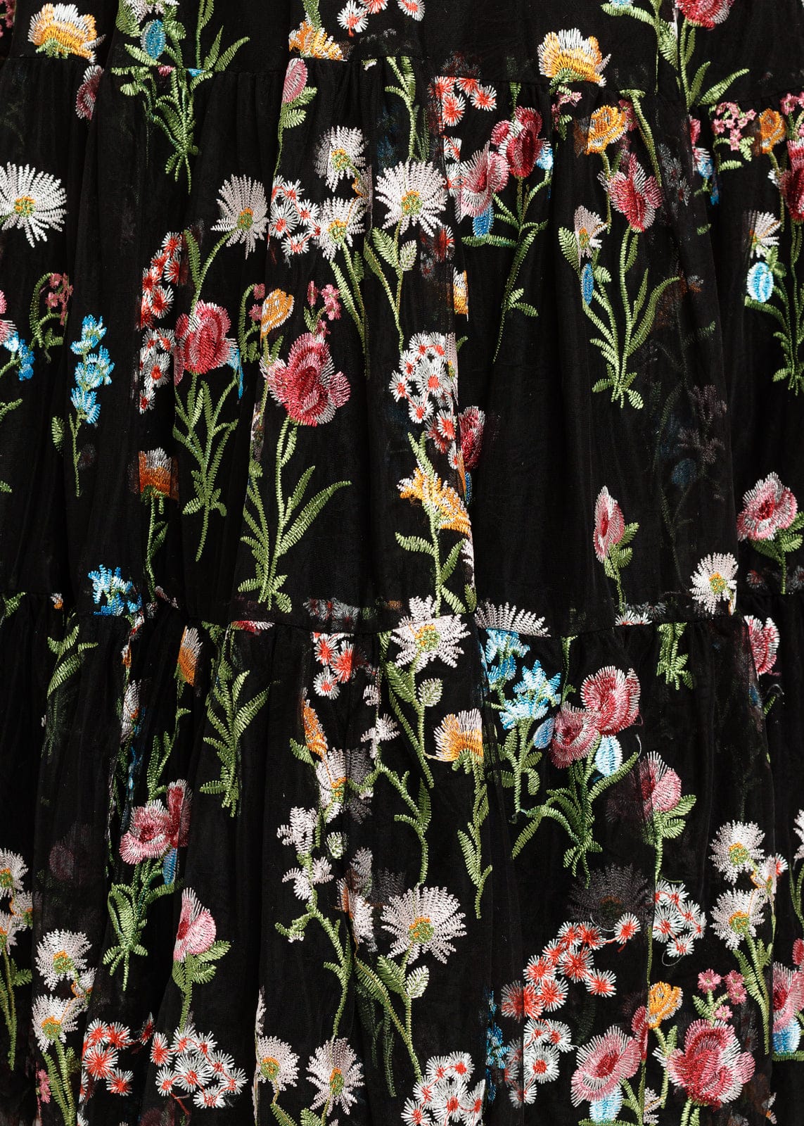 Margaret Floral Embroidered Midi Dress Black JessaKae