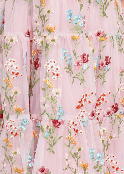 Margaret Floral Embroidered Midi Dress Pink JessaKae