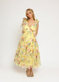 Margaret Floral Embroidered Midi Dress Yellow JessaKae