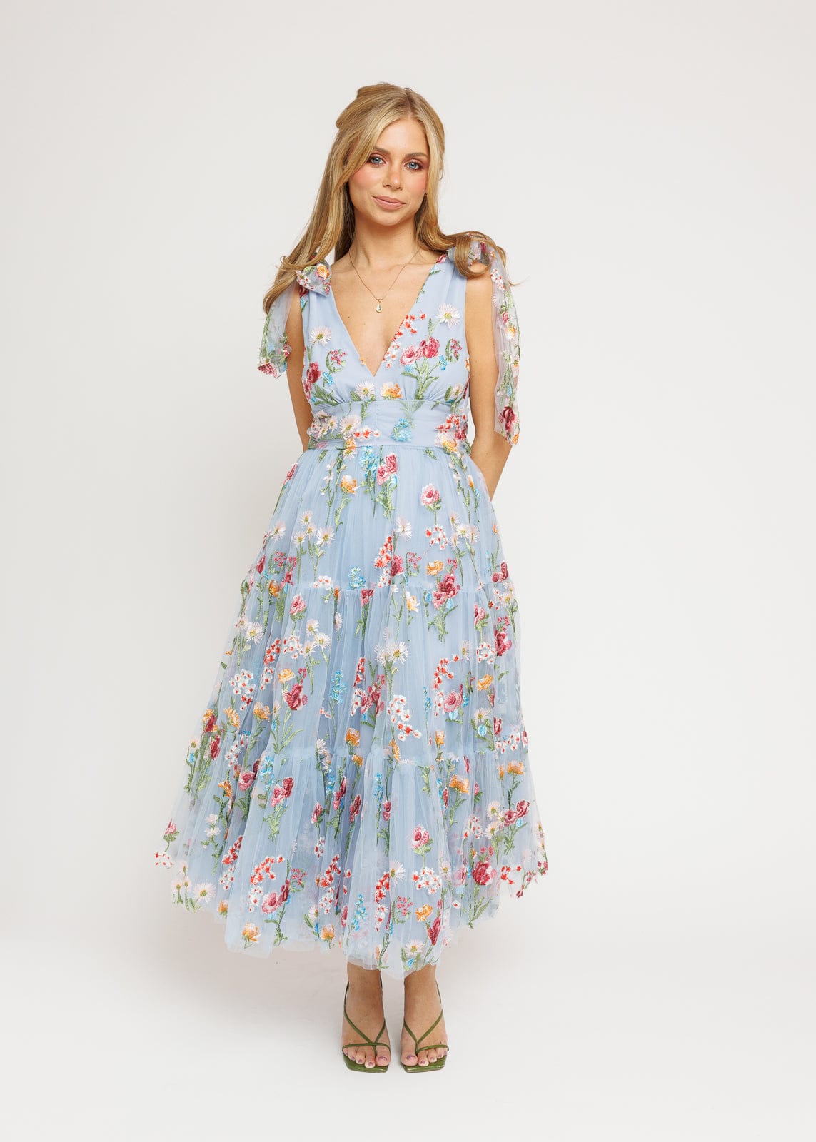 Margaret Floral Midi Dress Blue JessaKae